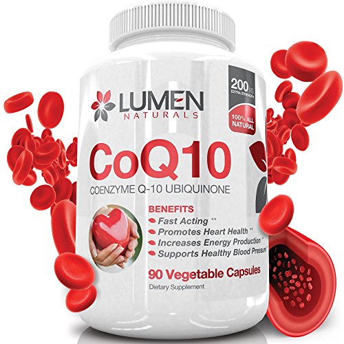 Preisvergleich Produktbild CoQ10 Coenzym Q10 200mg - eine Schnelle Active Extra Starke Coenzym Q10 - Ubichinon Ergänzung zeigt eine fördernde Wirkung auf die Gesundheit des Herzens & der Energie der Zelle & Ausdauer zur Bekämpfung der Müdigkeit & unterstützt einen gesunden Blutdruck - 90 Kapseln.