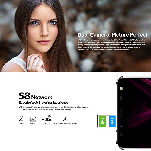 LEAGOO S8 Smartphone 4G Android 7.0 5.7 Pollici MTK6750T Octa core 1.5GHz 3GB RAM 32GB ROM Frontale 8 MP + 2 MP Posteriore 13MP + 2MP Batteria 2940mAh Impronta Digitale