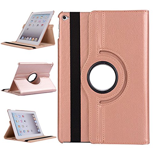 WindTeco Neu iPad 9.7 Zoll 2017 / iPad Air 2 / iPad Air Hülle - 360 Grad Rotierende Stand Smart Cover Case Schutzhülle Tasche Etui mit Auto Schlaf / Wach Funktion für Apple New iPad 9.7 inch 2017 Modell / iPad Air 2 2014 Modell / iPad Air 2013 Modell Tablet, Rosa