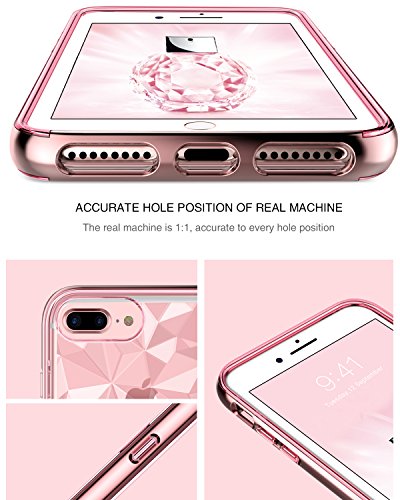 BENTOBEN Funda iPhone 8 Plus  Funda iPhone 7 Plus  Carcasa Case Cover Transparente Choque Absorcin TPU Antichoque Antigolpes Funda para iPhone 8 Plus iPhone 7 Plus - Rosa Oro
