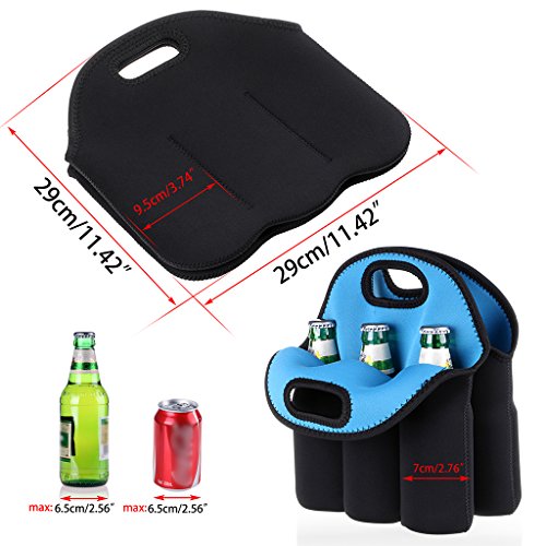 btsky 6 Flaschen Isolierte Neopren Carrier Tote Tragetasche für Bier Baby Flasche Dosen Getränke - 3