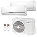 Produktbild Multi Split Klimaanlage Duo Inverter Klimagerät mit Wärmepumpe Energieklasse A++ / A 18000 BTU 2x 2.6kW 2x 30m2 Dual splitgerät Kaisai Focus Wifi