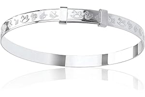 Designer Inspirations Boutique Engraved/Embossed Repeat Pattern Expanding/Expandable/Adjustable Bangle Bracelet for Baby/Child/Children/Women - 925 Sterling Silver - Childrens Jewellery