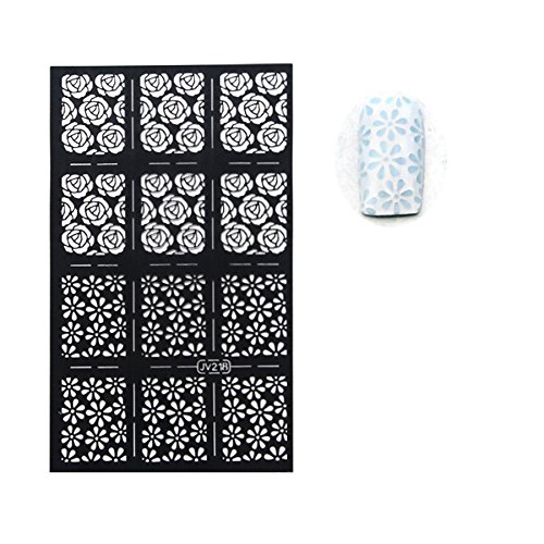 Nail Art Design Nail Vinyls Nail Stencil Sheets Stencil Stickers Template Stamping Nail vinyl Flower - FashionLife