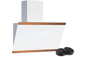Klarstein FlashLine 60 Dunstabzugshaube - 60 cm Abzugshaube, Touchscreen, 524 m³/h, A++ Energieeffizienz, LED-Beleuchtung, Leise 34,5 dB, Weiß/Kupfer, Abluft & Umluft