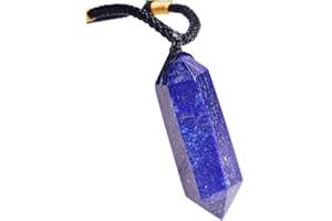 AITELEI Pendentifs en Cristal de guérison en Lapis Lazuli Naturel, Pendentif en Pierre précieuse à Double Pointe, Bijoux Chakras pour Hommes