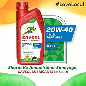 SAVSOL Premium 4T 20W-40 Engine Oil for High Performance Four Stroke Bikes (1 L)