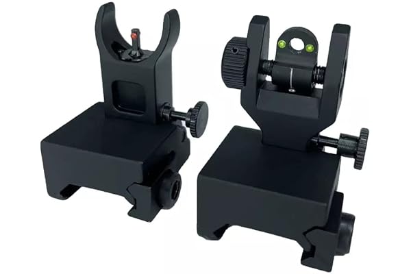Viseur de Fer Avant arrière AR15 en Aluminium Tactique avec Vue de Fibre Optique AR15 Rouge Vert