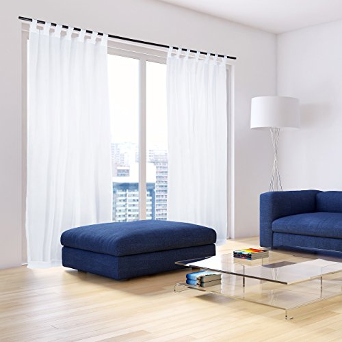 Relaxdays Vorhänge mit Schlaufen im 2er-Set transparent einfarbig Polyester HBT: 245 x 140 x 0,1 cm, weiß - 2
