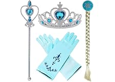 4 Pcs set Frozen Elsa Cosplay Tiara girl Hair Accessories set Crown Wig Wand and Gloves