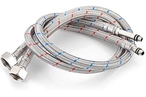 Home Range 600mm 2 Pipes M8 x 1/2" |4 Lengths| Flexible Pipe Tap Connector Stainless Steel, Hose Kitchen/Basin Isolator Valve WRAS Approved Braided Pipe for Bathroom Rust-Free Corrosion Resistant