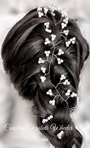 Wedding Bridal Headband- Pearl Hair Vine - Bridal silver - long lengths available- Hair accessory