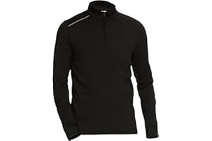 AMZSPORT Maglia Uomo Manica Lunga Felpa 1/4 Zip T-Shirt Sportiva per Running Palestra Allenamento