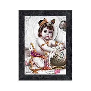 PnF Bal Krishna (Baby) Religious Wood Photo Frames with Acrylic Sheet (Glass) for Worship/Pooja(photoframe,Multicolour,8x6inch)-20380-