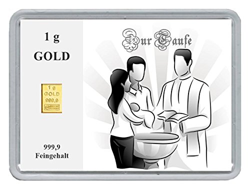 New Edition 1g Goldbarren 999,9 Feingehalt in einer Kapsel mit Motivbox"Zur Taufe" in edler Goldverpackung (Zur Taufe)