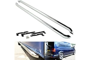 RZG Polished Chrome Side Step Rail Guard Bar Running Board Side Skirt Kit For 2003-2024 Transporter T5 T6 LWB