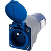 Zenitech - Compact IP44 Waterproof Adapter - No Cable Female 16A 2P+T to CEE17 Male - Ideal for Camping and Boating Activitie