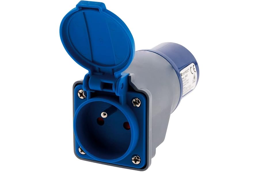 Zenitech - Adaptador Compacto IP44 A Prueba de Agua - Sin Cable Hembra 16A 2P+T a Macho CEE17 - Ideal para Camping y Activida