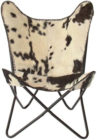 NuBuck Leather Butterfly Chair, Black Splotch