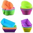 Silicone Baking Cups Cupcake Liners - 24Pcs Reusable Silicone Molds Including Round, Rectanguar, Square, Flower BPA Free Food Grade Silicone