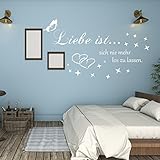WANDTATTOO AA168 Liebe ist... Wandaufkleber Spruch Schlafzimmer Flur Farbe./Größenauswahl