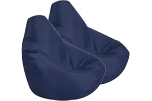 Bean Bag Bazaar Kids Gaming Chair, Indoor Outdoor Bean Bags, Navy Blue, 69cm x 59cm, Large, 2 Pack