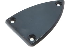 BLACK DOG MUSIC Guitar truss rod cover plate in black including screws Heel shaped 3 screw holes