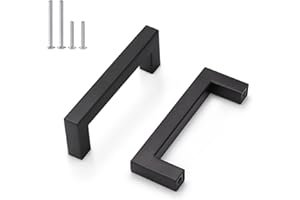 Probrico 5 Stücke Möbelgriffe 96mm Lochabstand, Schrankgriffe Schwarz, Schwarze Küchenschrankgriffe, schwarze Griffe für Küche, Schwarze Schubladengriffe und Knöpfe für Schlafzimmer