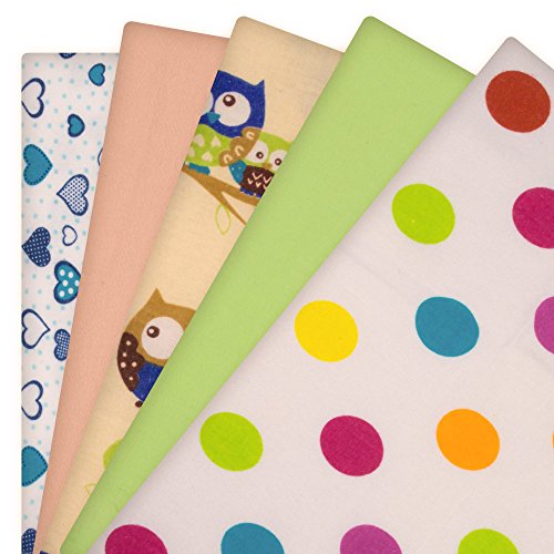 5 x Lovely Owls & Dots Super Soft High Quality Baby Flannel Muslin Squares, Large 80x70, 100% Organic Brushed Cotton Baby Flannelette. Ideal for Newborn - Baby Girl or Baby Boy. Cute Set by GMGold