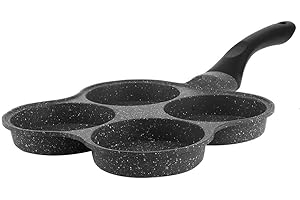 Huairdum Padella Pancake induzione, Pancake a 4 Fori Omelette Uova Padella Pentola per friggere Macchina, Alluminio Antiaderente Padelle per Crepes per la Colazione Utensile da Cucina