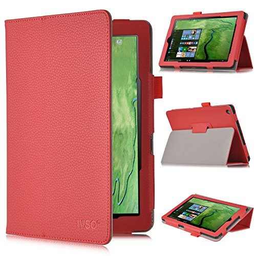 Odys Winpad X9 Schutzhülle, IVSO hochwertiges PU Leder Etui - mitStandfunktion, super 360° Anti-Wrestling, ist für Odys Winpad X9 22,6 cm (8,9 Zoll) Tablet PC perfektgeeignet, Rot
