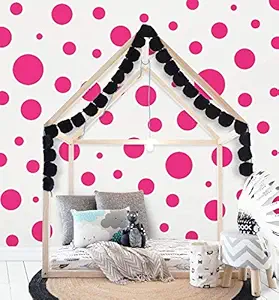 JURUOXIN Polka Dot Wall Decals Girls Room Wall Decor Stickers, Wall Dots, Vinyl Circle Peel & Stick DIY Bedroom, Playroom, Kids Room, Baby Nursery Toddler to Teen Bedroom Deco Pack of 84 (Pink)