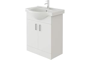VeeBath VUW650 Linx Bathroom Vanity Basin Sink Cabinet Unit High Gloss White Soft Close Door Hinges Storage Furniture - 650mm