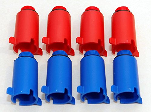 4 Paar Baustopfen Montagestopen Abdrückstopfen 1/2" Farbe 4x blau + 4x rot