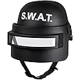 Boland 01408 SWAT Deluxe Children's Helmet with Visor, Black/White, Chin Strap, Fold-Up, Carnival, Halloween, Theme Party, Birthday, Fancy Dress