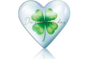 Otuuz Kleeblatt Glücksbringer Du Schaffst Das Charms Vierblättriger Klee Glücksbringer mit Aufbewahrungstasche Hoffnung Glücksgeschenke für Frauen, Männer, Paare, Freunde, Familie (Herz)