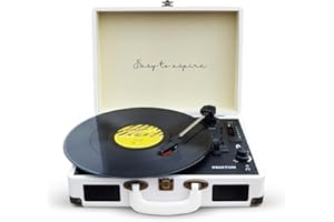 PRIXTON Tocadiscos de Vinilo Vintage VC400, Reproductor de Vinilos y Música por Bluetooth y USB, Digitalización de vinilos, 2 Altavoces Incorporados, Diseño de Maleta, Color Blanco