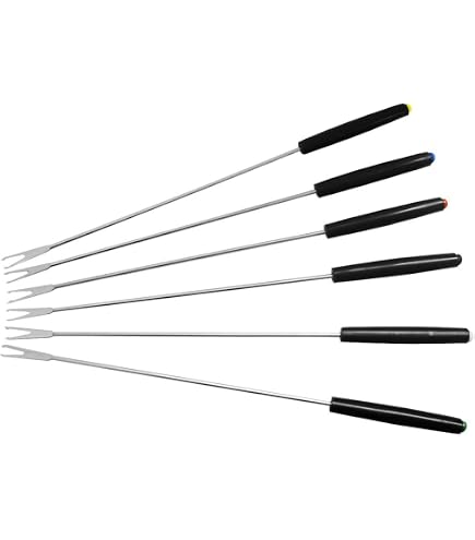 4 Fourchettes à Fondue/chocolat En Inox 304 - 20 Cm - Pour Tremper Fruits, Décoration Desserts, Fondues