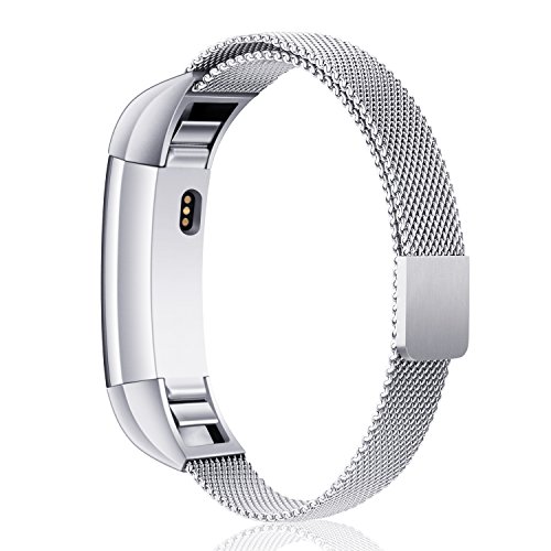 Mornex Fitbit Alta und Alta HR Armband Metall, Vollkommen Magnetverriegelung Schlaufe Milanese Edelstahl Ersatz Zubehör Armband Schnalle Bänder für Fitbit Alta (HR) Fitness Band