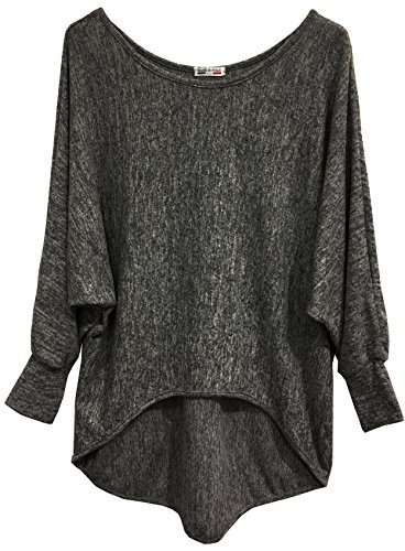 Emma & Giovanni -Top Manga Larga - Mujer (ES 38/40 (Talla Fabricante M), Negro)