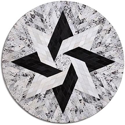 KYDJ Creative luxury Imitation leather cow non-slip round rugs living the bedrooms study foot pad of hand sewing computer flesh mat 120 cm/150 cm (size: 150cm).