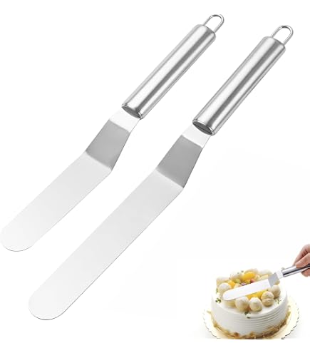 2-teiliges Tortenstreicher-Set – Edelstahl, Abgewinkelt, 15 Cm & 20 Cm, Für Sahne, Zuckerguss & Kuchendekoration