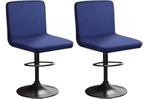 HuaLiSiJi Bar Stools Slipcovers with Backrest Stretch Chair Covers Cover Velvet Bar Chairs, Luxurious Fabric, Soft Texture, Stretchable and Wrinkle Resistant, Washable and Dustproof (2, Navy Blue)