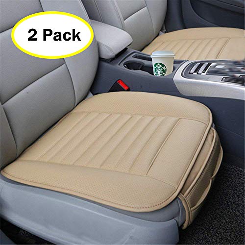 Big Ant Coprisedile Universale Auto Pelle Coprisedile per Auto, Imbottito Protezione per Sedile Auto Traspirante per interni auto sedile cuscino con PU Pelle (2-Pezzo, Beige)