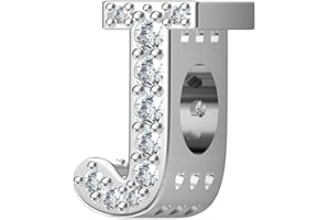 Aurevella Pendentif en argent sterling 925 avec lettres A-Z et perles en zircone cubique 5A, idéal pour les bracelets et colliers de style européen. Bijoux pour femmes