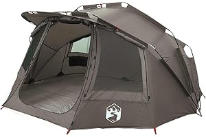 vidaXL Tente de pêche 5 Personnes Gris imperméable, Tente de Camping, Tente de Jardin, abri d'extérieur, abri de pêche, abri de Camping