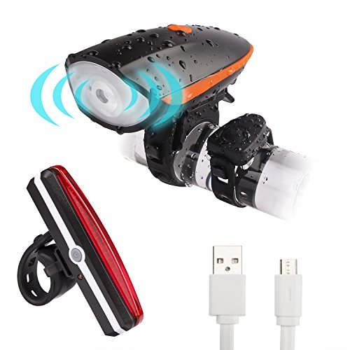 YaFex LED Fahrrad Lichter Set USB Wiederaufladbare Fahrradbeleuchtung 3-6 Licht-Modi Wasserdicht Außen Fahrradlampe mit Fahrradklingel 120 dB