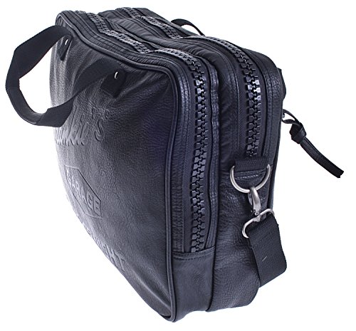 FRANKIE`S Garage XL Laptoptasche Notebooktasche 15 Zoll Große Tasche Schultasche Aktentasche Bordgepäck Kunst Leder (schwarz) - 2