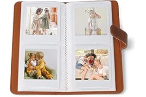 Berfea Mini album fotografico compatibile con Fujifilm Instax Square SQ6/SQ10/SQ20/SQ1 Polaroid SHARE SP-3 Foto Film, 80 tasche, marrone
