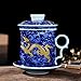 Produktbild KLXEB Cup Dragon Becher Keramik Konferenz Büro Schale Mit Deckel Tasse Tee Tasse Untertasse Tasse Tee, Dragon Cup (Blue Ocean Wave)